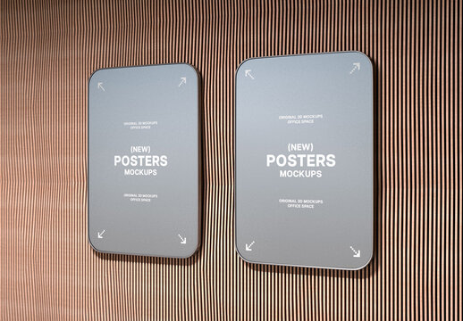 Angled Poster On The Wall Mockup