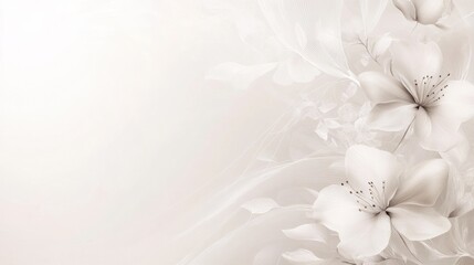 Delicate white flowers bloom against soft background elegant floral design