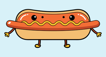 Hotdog Character, Fun Hotdog, Cartoon Snack, Sausage Character, Playful Food, Animated Hotdog, Snack Art, Happy Hotdog, Fun Food, Cartoon Snack, Cheerful Hotdog, Sausage Art, Playful Snack, Animated F