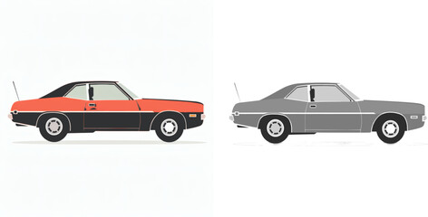 Fototapeta premium Car Icon Minimal Flat Vector Illustration with Clean Modern Design 