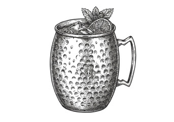 Illustration Of Cocktail Drink In Mug With Mint Garnish On Transparent Background