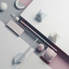 Abstract Geometric Composition with Pastel Hues and Subtle Textural Variations
