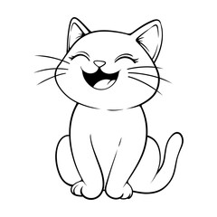 vector line art hand drawn illustration of a cute cat