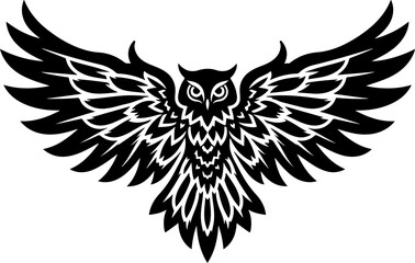 Obraz premium Tribal Owl Silhouette with Spread Wings