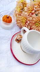 Ceramic Cup with Squirrel and Autumn Chrysanthemums