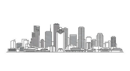 Fototapeta premium City Skyline Vector Illustration with Tall Buildings and Skyscrapers