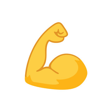 Biceps vector isolated emoji gesture flat illustration. Muscle emoticon. 
