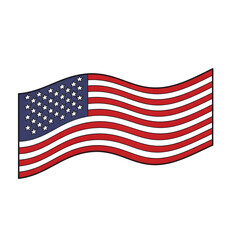 Waving Flag with Red and White Stripes on White Background