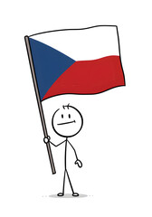 Illustration of Czech Republic Flag and Stick Figure Patriotism