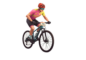 Illustration Of Cyclist Riding Bicycle With Transparent Background