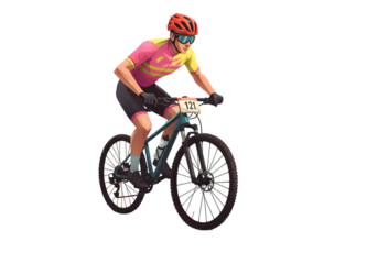 Illustration Of Cyclist Riding Bicycle With Transparent Background