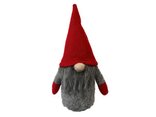 Christmas toy decoration gnome. Festive gnome with a gray beard and a red hat. Funny Scandinavian elf. Gift for children or friends at Christmas
