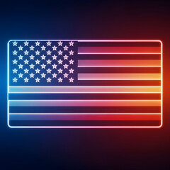 Stylized Flag with Neon Glow Effect on Dark Background