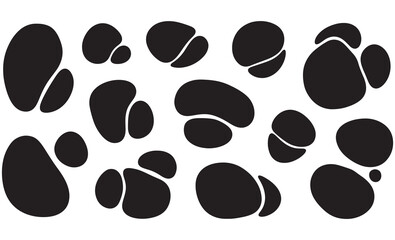 Abstract black blob shapes organic hand drawn design elements set