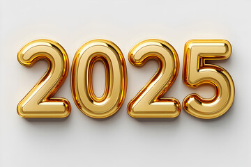 Shiny gold balloons spell out 2025 celebrating upcoming new year future goals and aspirations