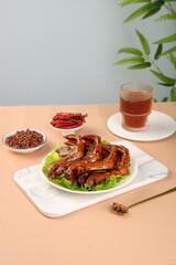 Marinated Duck Feet with Spicy Soy Sauce - Traditional Asian Snack Food