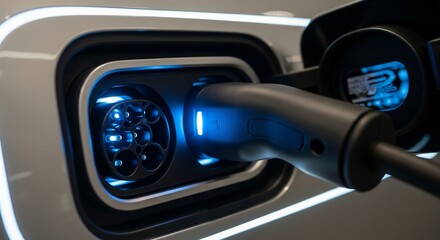 Naklejka premium Electric Vehicle Charging Port: Modern EV Power