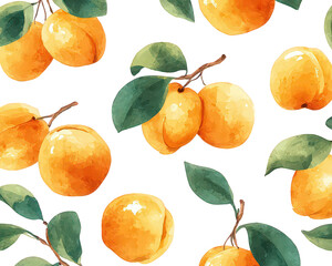 Watercolor Apricot Pattern On Black Background