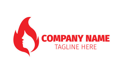 Beautiful Female Faces with Flames. Vector Logo Template. Abstract Symbol Concept for Beauty Salon, Massage, Cosmetic and Spa.