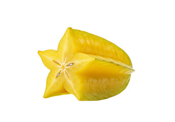 Fototapeta premium Star fruit carambola tropical fruit cut in half yellow juicy fresh transparent background