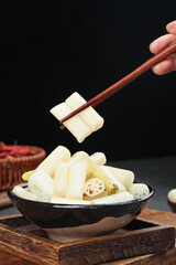 Pickled Lotus Root Tips with Spicy Chili Sauce - Traditional Asian Cuisine