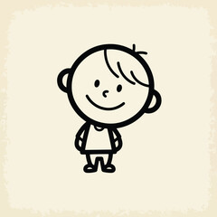 Simple line drawing of a happy child.