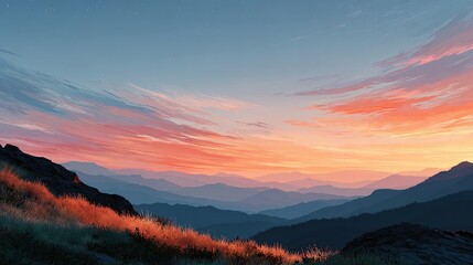 Next Level Thinking minimal silhouette of a sunrise horizon at bottom frame symbolizing new opportunities with pastel sky 