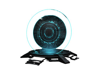 Futuristic Abstract 3D Portal With Glowing Blue Neon Light Technology