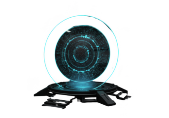 Futuristic Abstract 3D Portal With Glowing Blue Neon Light Technology