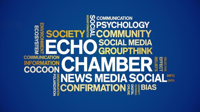 Echo Chamber animated word cloud-text design animation tag kinetic typography seamless loop.