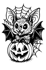 Cute bat with pumpkin