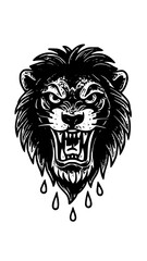 Fierce lion head roaring
