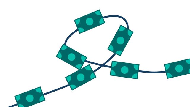 A linked chain of dollar bills symbolizes financial connections, illustrating the interdependence and binding nature of money in global systems
