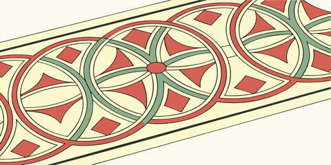 Vintage geometric border pattern with interlocking circles