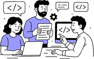 Web development. programming languages. css, html, it, ui. programmer cartoon character developing website, coding. flat illustration banner