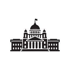 Classic Architectural Silhouette of a Government Building with Dome and Columns