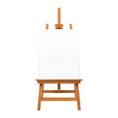Front View of Wooden Easel with Blank Canvas