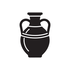 Classic Black Amphora Icon with Decorative Handles and White Bands