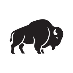 Bold Black American Bison Silhouette Vector Design
