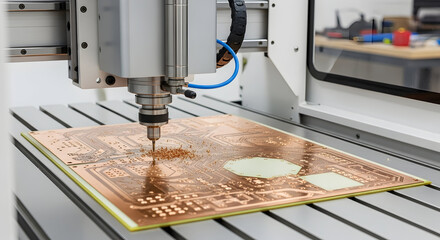 Precision CNC Milling Machine Working on Circuit Board Industrial Technology