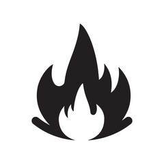 Dynamic Stylized Black Flame Icon on a Clean White Background