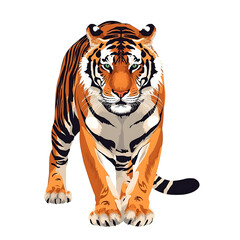 Obraz premium Majestic Tiger Walking Vector Illustration on White Background Ai Genarated 4K
