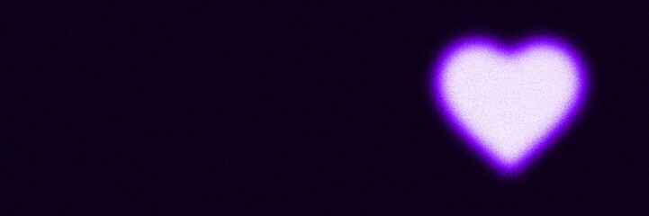 Colourful Gradient Grainy Blurry Texture Background – Abstract Noise Pixelated Design in Violet Glow Heart. Banner, Poster, Header, Wallpaper. Nostalgia, vintage 70s, 80s style. Copy Space