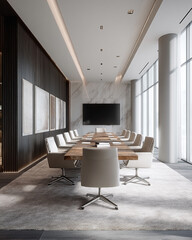 Sophisticated boardroom interior radiating modern elegance and business acumen