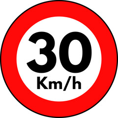 Speed Limit 30 kmh Sign