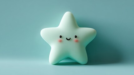 Smiling Star on Blue Canvas: A cheerful star with a radiant smile sits on a serene backdrop, bringing forth feelings of delight.
