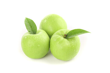 Fresh Green Apples from Shaanxi China Sweet Crisp Fruit with Water Drops White Background