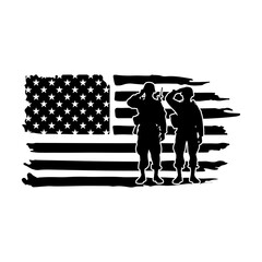 Fototapeta premium Soldier Usa Flag Vector, Svg Cut File