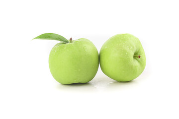 Fresh Green Apples from Shaanxi China on White Background