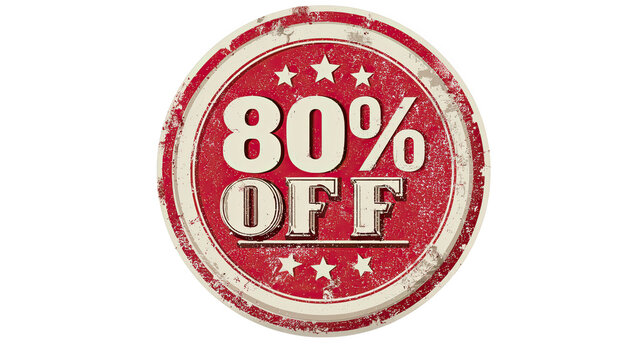 Vintage 80% OFF round discount stamp with distressed texture